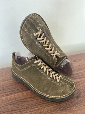 ROADHOGS Women's Olive-Green Suede/Leather LaceUp Shoes Made In Spain Sz 39 BOWL